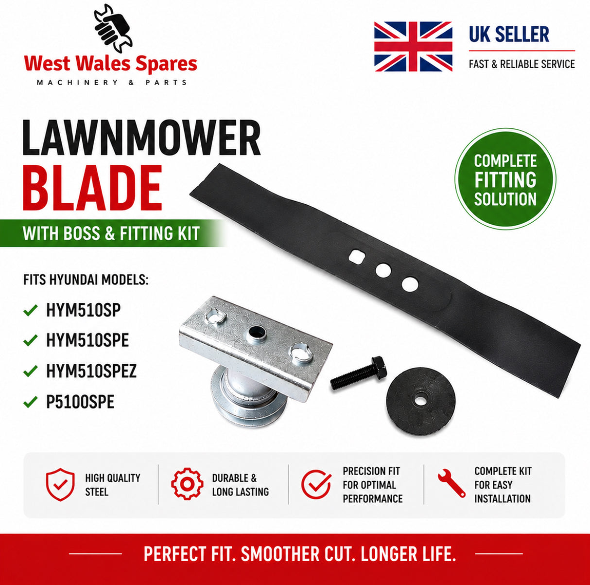 Hyundai 20" Lawnmower Blade & Adaptor Set HYM510SP HYM510SPE P5100SPE