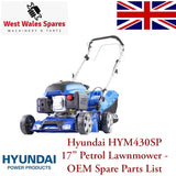 Hyundai HYM430SP 17" Lawnmower IC140V - Genuine OEM Spare Parts List